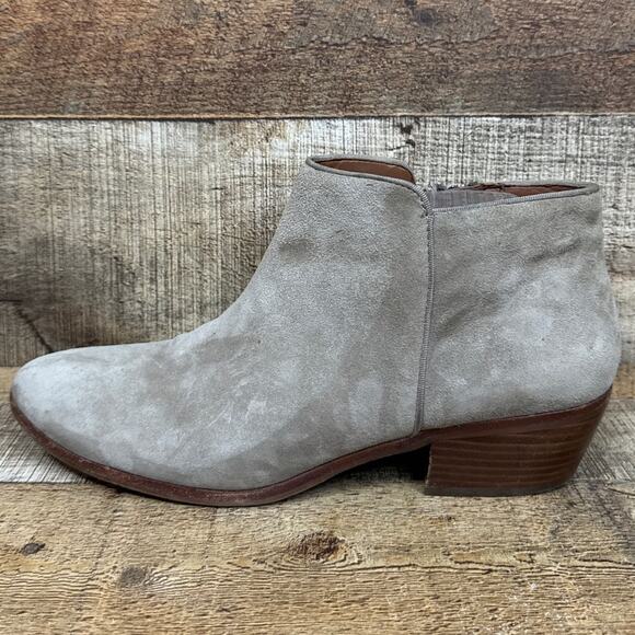 Sam Edelman Petty Suede Booties Side Zip Ankle Boots Beige Tan Size 10 - Picture 4 of 11